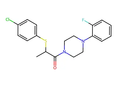2-(4-Chlorophenylthio)-1-(4-(2-fluorophenyl)piperazinyl)propan-1-one structure
