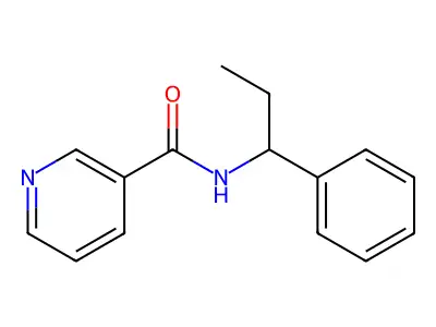 N-(1-phenylpropyl)pyridine-3-carboxamide structure