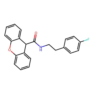 N-[2-(4-fluorophenyl)ethyl]-9H-xanthene-9-carboxamide structure