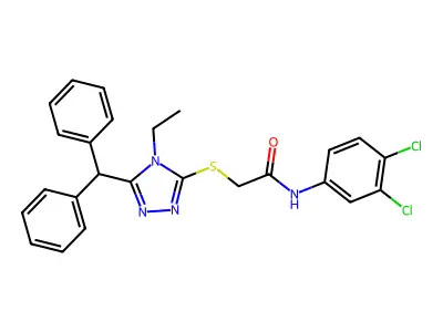N-(3,4-dichlorophenyl)-2-{[5-(diphenylmethyl)-4-ethyl-4H-1,2,4-triazol-3-yl]sulfanyl}acetamide structure