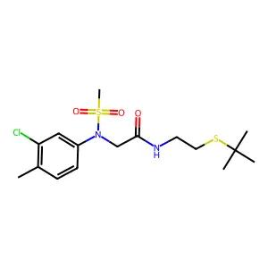 N-(2-tert-butylsulfanylethyl)-2-(3-chloro-4-methyl-N-methylsulfonylanilino)acetamide structure
