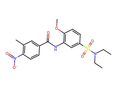 N-[5-(diethylsulfamoyl)-2-methoxyphenyl]-3-methyl-4-nitrobenzamide structure