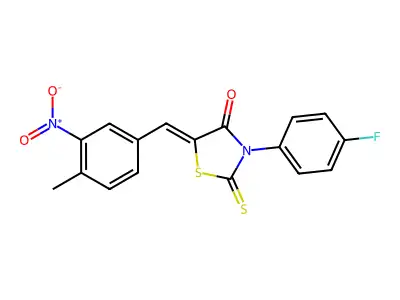 3-(4-Fluorophenyl)-5-[(4-methyl-3-nitrophenyl)methylene]-2-thioxo-4-thiazolidinone structure