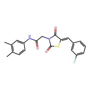 N-(3,4-dimethylphenyl)-2-[(5E)-5-(3-fluorobenzylidene)-2,4-dioxo-1,3-thiazolidin-3-yl]acetamide structure
