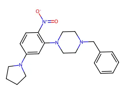 1-Benzyl-4-(2-nitro-5-pyrrolidin-1-ylphenyl)piperazine structure