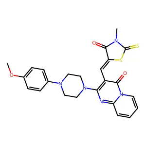 2-[4-(4-methoxyphenyl)piperazin-1-yl]-3-[(Z)-(3-methyl-4-oxo-2-thioxo-1,3-thiazolidin-5-ylidene)methyl]-4H-pyrido[1,2-a]pyrimidin-4-one structure