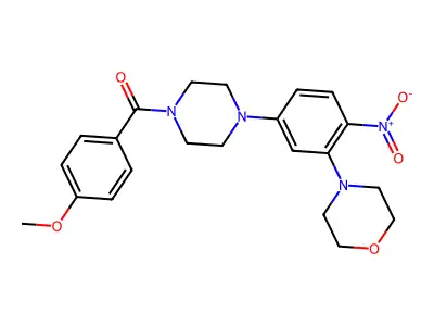 (4-Methoxyphenyl)-[4-(3-morpholin-4-yl-4-nitrophenyl)piperazin-1-yl]methanone structure