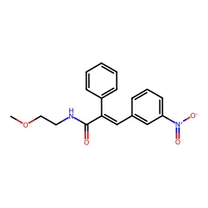 (E)-N-(2-methoxyethyl)-3-(3-nitrophenyl)-2-phenylprop-2-enamide structure