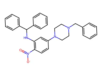 N-benzhydryl-5-(4-benzylpiperazin-1-yl)-2-nitroaniline structure