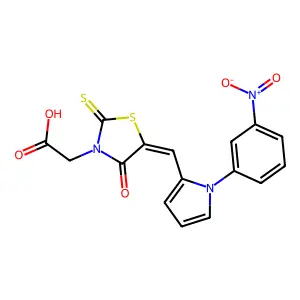 [(5E)-5-{[1-(3-nitrophenyl)-1H-pyrrol-2-yl]methylidene}-4-oxo-2-thioxo-1,3-thiazolidin-3-yl]acetic acid structure