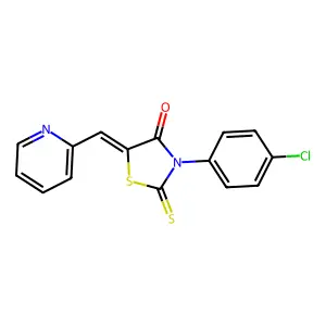 (5Z)-3-(4-chlorophenyl)-5-(pyridin-2-ylmethylidene)-2-sulfanylidene-1,3-thiazolidin-4-one structure