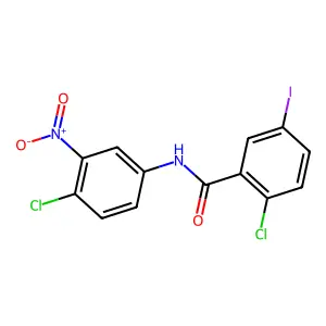 2-chloro-N-(4-chloro-3-nitrophenyl)-5-iodobenzamide structure