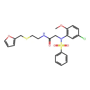 2-[N-(benzenesulfonyl)-5-chloro-2-methoxyanilino]-N-[2-(furan-2-ylmethylsulfanyl)ethyl]acetamide structure