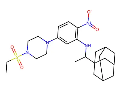 N-[1-(1-adamantyl)ethyl]-5-(4-ethylsulfonylpiperazin-1-yl)-2-nitroaniline structure