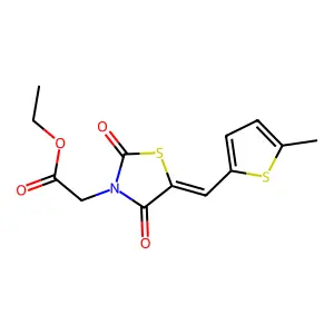 ethyl {(5E)-5-[(5-methylthiophen-2-yl)methylidene]-2,4-dioxo-1,3-thiazolidin-3-yl}acetate structure