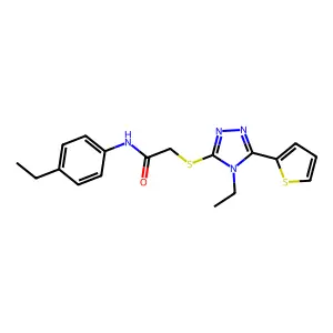 N-(4-ethylphenyl)-2-{[4-ethyl-5-(2-thienyl)-4H-1,2,4-triazol-3-yl]thio}acetamide structure