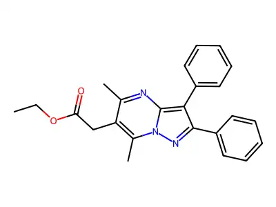 Ethyl (5,7-dimethyl-2,3-diphenylpyrazolo[1,5-a]pyrimidin-6-yl)acetate structure