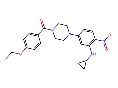 [4-[3-(Cyclopropylamino)-4-nitrophenyl]piperazin-1-yl]-(4-ethoxyphenyl)methanone structure