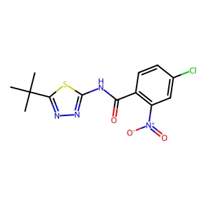 N-(5-tert-butyl-1,3,4-thiadiazol-2-yl)-4-chloro-2-nitrobenzamide structure