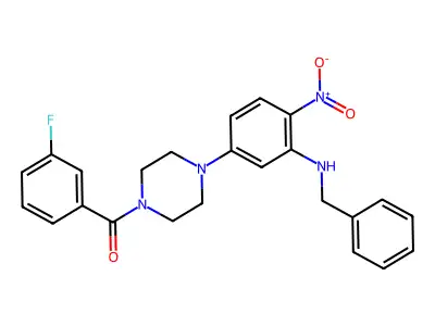 {4-[3-(Benzylamino)-4-nitrophenyl]piperazin-1-yl}(3-fluorophenyl)methanone structure