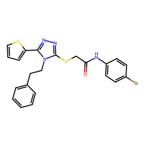N-(4-bromophenyl)-2-{[4-(2-phenylethyl)-5-(2-thienyl)-4H-1,2,4-triazol-3-yl]sulfanyl}acetamide structure
