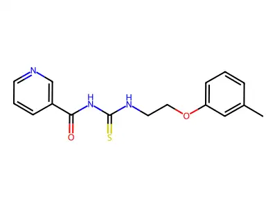 N-[2-(3-methylphenoxy)ethylcarbamothioyl]pyridine-3-carboxamide structure