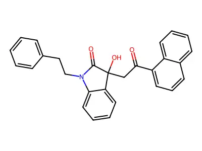 3-hydroxy-3-(2-naphthalen-1-yl-2-oxoethyl)-1-phenethylindol-2-one structure