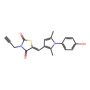 (5E)-5-[[1-(4-hydroxyphenyl)-2,5-dimethylpyrrol-3-yl]methylidene]-3-prop-2-ynyl-1,3-thiazolidine-2,4-dione structure