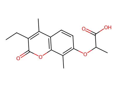 2-(3-Ethyl-4,8-dimethyl-2-oxochromen-7-yl)oxypropanoic acid structure
