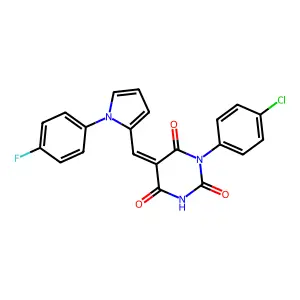 (5E)-1-(4-chlorophenyl)-5-[[1-(4-fluorophenyl)pyrrol-2-yl]methylidene]-1,3-diazinane-2,4,6-trione structure