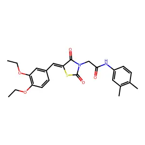 2-[(5E)-5-(3,4-diethoxybenzylidene)-2,4-dioxo-1,3-thiazolidin-3-yl]-N-(3,4-dimethylphenyl)acetamide structure