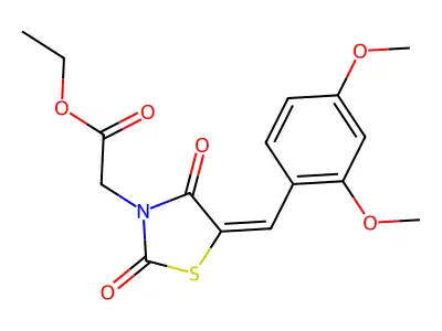 ethyl [(5E)-5-(2,4-dimethoxybenzylidene)-2,4-dioxo-1,3-thiazolidin-3-yl]acetate structure