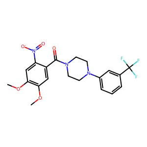 (4,5-dimethoxy-2-nitrophenyl)-[4-[3-(trifluoromethyl)phenyl]piperazin-1-yl]methanone structure