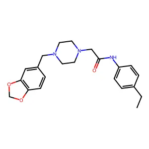 2-[4-(1,3-benzodioxol-5-ylmethyl)piperazin-1-yl]-N-(4-ethylphenyl)acetamide structure