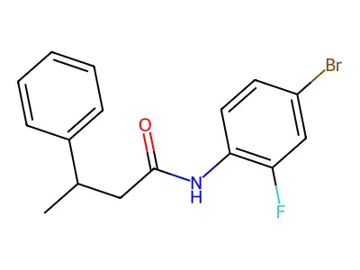 N-(4-bromo-2-fluorophenyl)-3-phenylbutanamide structure