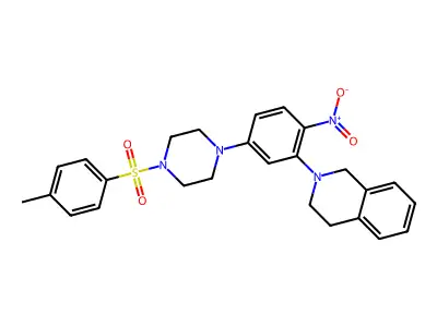 2-[5-[4-(4-methylphenyl)sulfonylpiperazin-1-yl]-2-nitrophenyl]-3,4-dihydro-1H-isoquinoline structure