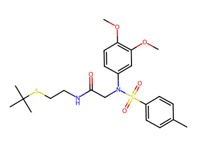 N-(2-tert-butylsulfanylethyl)-2-(3,4-dimethoxy-N-(4-methylphenyl)sulfonylanilino)acetamide structure