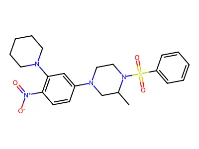 1-(Benzenesulfonyl)-2-methyl-4-(4-nitro-3-piperidin-1-ylphenyl)piperazine structure