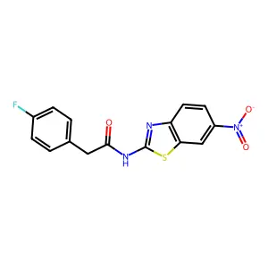 2-(4-fluorophenyl)-N-(6-nitro-1,3-benzothiazol-2-yl)acetamide structure