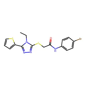 N-(4-Bromophenyl)-2-((4-ethyl-5-(2-thienyl)-4H-1,2,4-triazol-3-YL)thio)acetamide structure