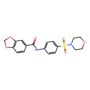 N-[4-(morpholin-4-ylsulfonyl)phenyl]-1,3-benzodioxole-5-carboxamide structure