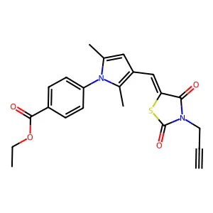ethyl 4-(3-{(E)-[2,4-dioxo-3-(prop-2-yn-1-yl)-1,3-thiazolidin-5-ylidene]methyl}-2,5-dimethyl-1H-pyrrol-1-yl)benzoate structure