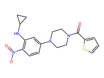 [4-[3-(Cyclopropylamino)-4-nitrophenyl]piperazin-1-yl]-thiophen-2-ylmethanone structure