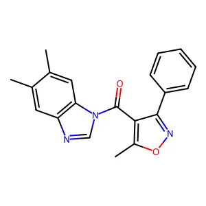 (5,6-Dimethylbenzimidazol-1-yl)-(5-methyl-3-phenyl-1,2-oxazol-4-yl)methanone structure