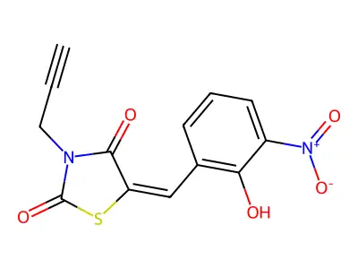 (5E)-5-(2-hydroxy-3-nitrobenzylidene)-3-(prop-2-yn-1-yl)-1,3-thiazolidine-2,4-dione structure