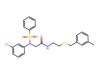 2-[N-(benzenesulfonyl)-3-chloroanilino]-N-[2-[(3-methylphenyl)methylsulfanyl]ethyl]acetamide structure