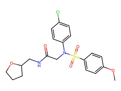 2-(4-chloro-N-(4-methoxyphenyl)sulfonylanilino)-N-(oxolan-2-ylmethyl)acetamide structure