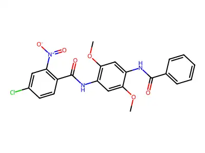 N-(4-benzamido-2,5-dimethoxyphenyl)-4-chloro-2-nitrobenzamide structure