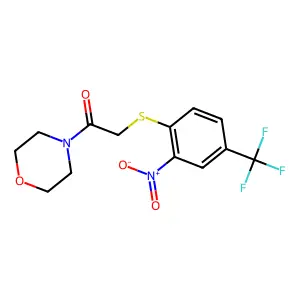1-Morpholin-4-yl-2-[2-nitro-4-(trifluoromethyl)phenyl]sulfanylethanone structure
