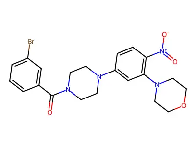 (3-Bromophenyl)-[4-(3-morpholin-4-yl-4-nitrophenyl)piperazin-1-yl]methanone structure